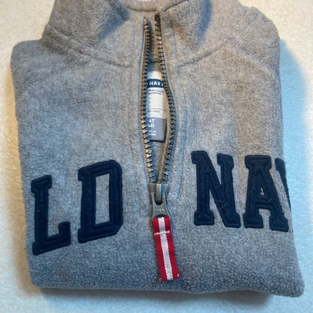 Old Navy Gray & Navy Half-Zip Kids Pullover